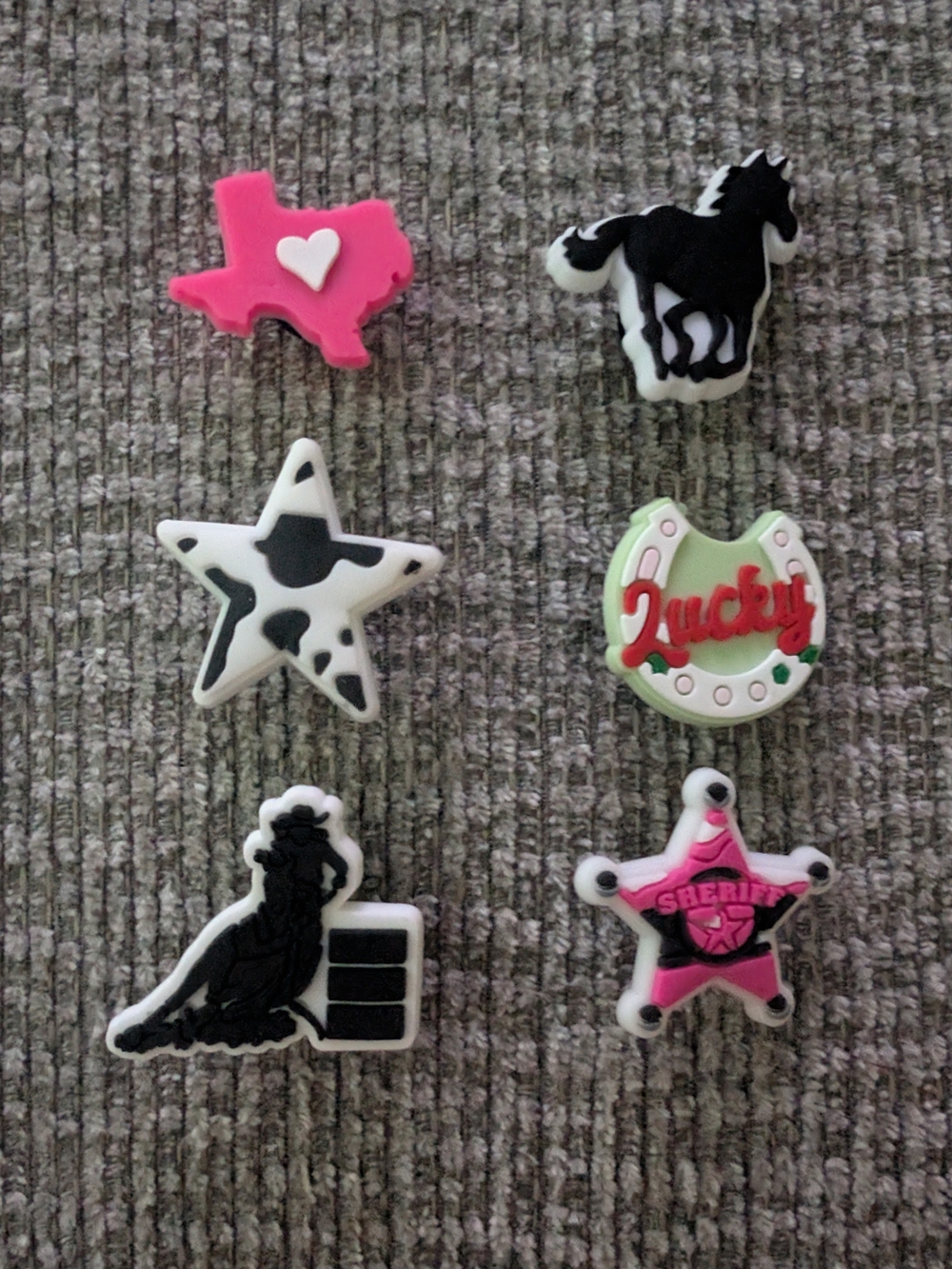 Western Charm Croc Shoe Charms - Pink, Black, White, Green 6 Western Charms